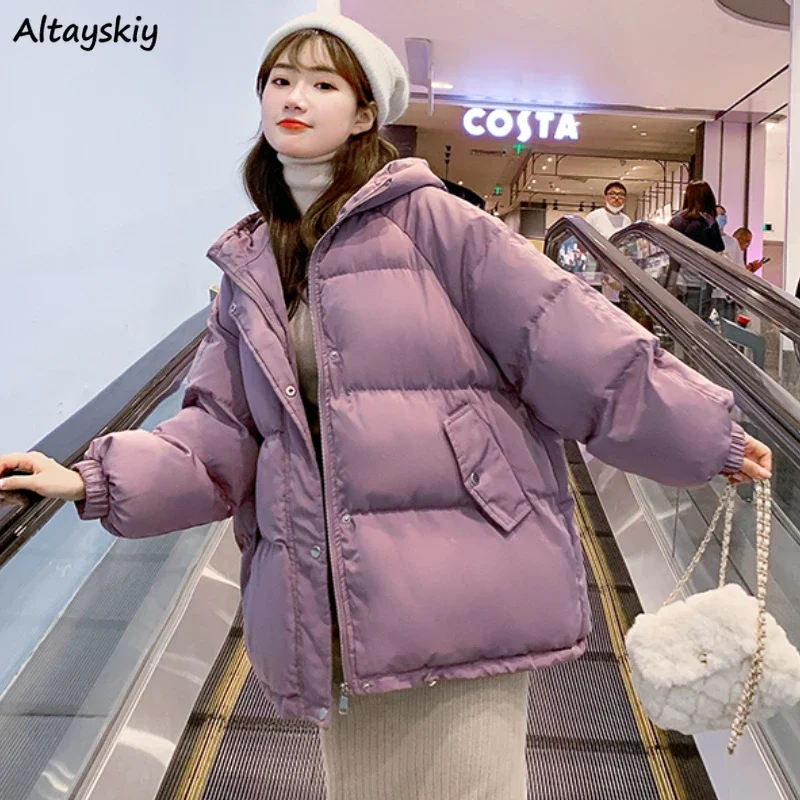 

Winter Hooded Coats for Girls Harajuku Parkas Women Stylish Cute Teens Baggy Zip-up College Y2k Street Pockets Leisure Popular