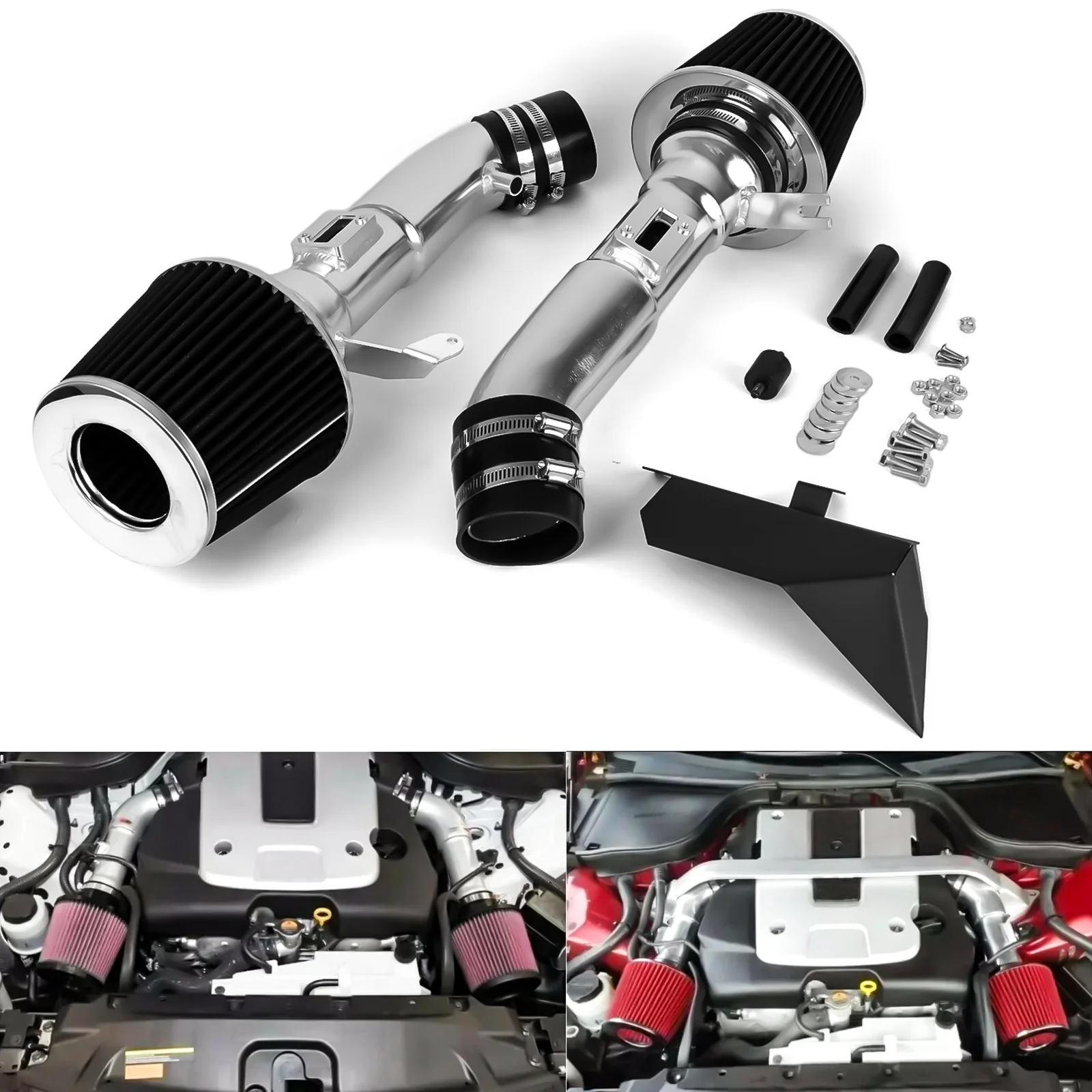 

Black Cold Air Intake System Filter Kit for Infiniti G37 3.7L 08-13 Nissan 370Z 09-20