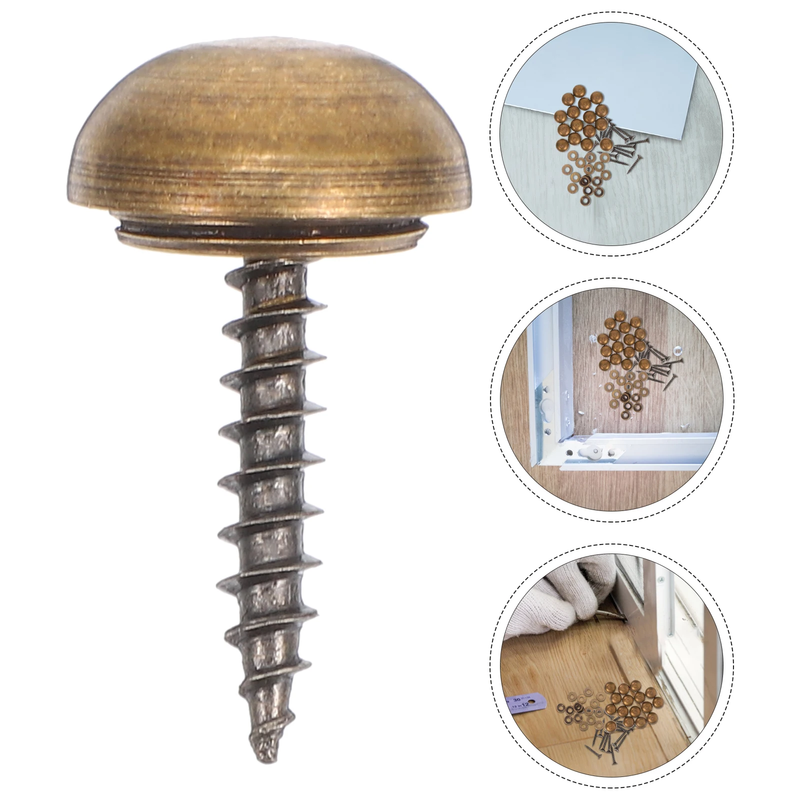 

16 Pcs Glass Mirror Nail Copper Screw Flat Head Self Tapping Woodworking Nail Bolt Golden St Hardware Furniture Decor