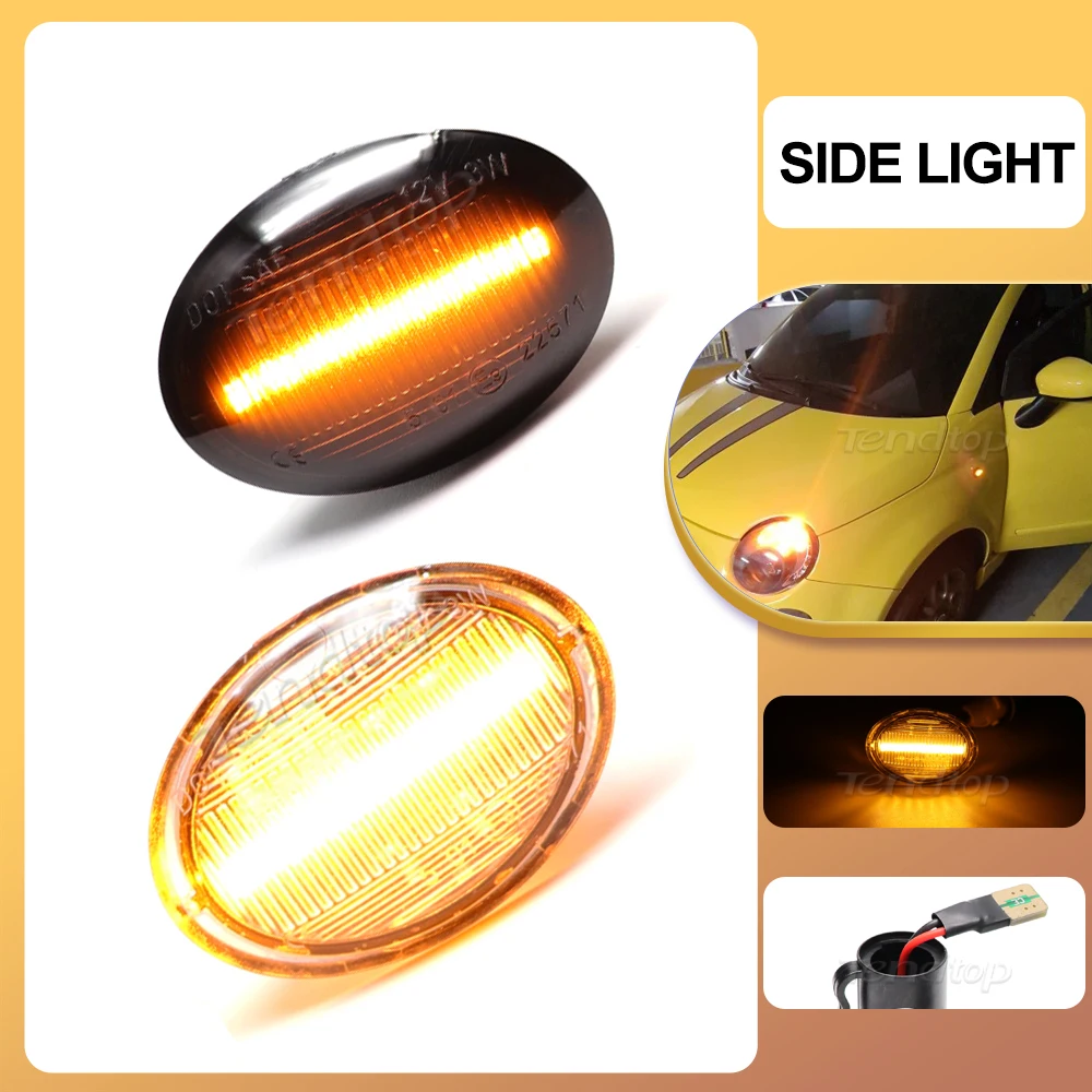 Indicador lateral dinámico, luz de intermitente, indicador LED, Flash, lámpara de espejo para guardabarros para FIAT 500 500C 500L para Abarth 500 595 695