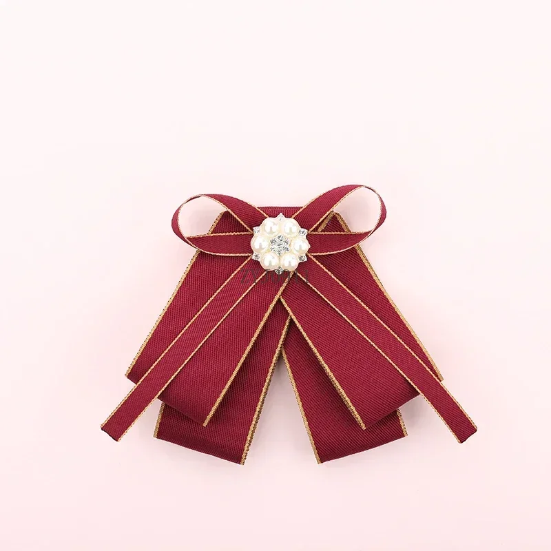 * Spille con papillon britanniche Camicia da donna alla moda in stile college retrò Uniforme con colletto di perle dolci Papillon con fiori Regalo di gioielli femminili