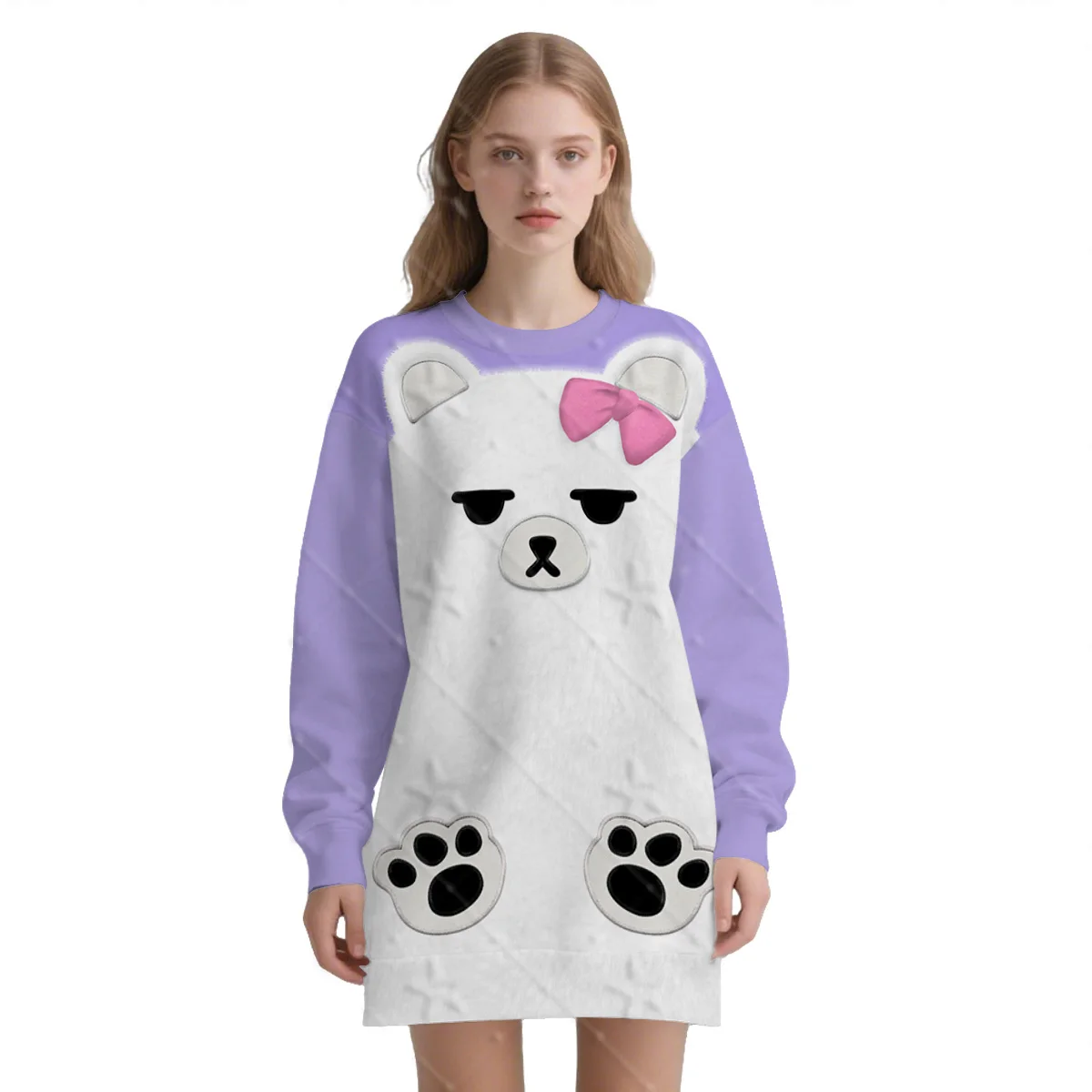 شيطان هنتر من KPop ميرا تأثيري الأرجواني فستان النوم أغطية الرأس الدب الأبيض بيجامة النساء ملابس خاصة هالوين كرنفال ملابس الحفلات