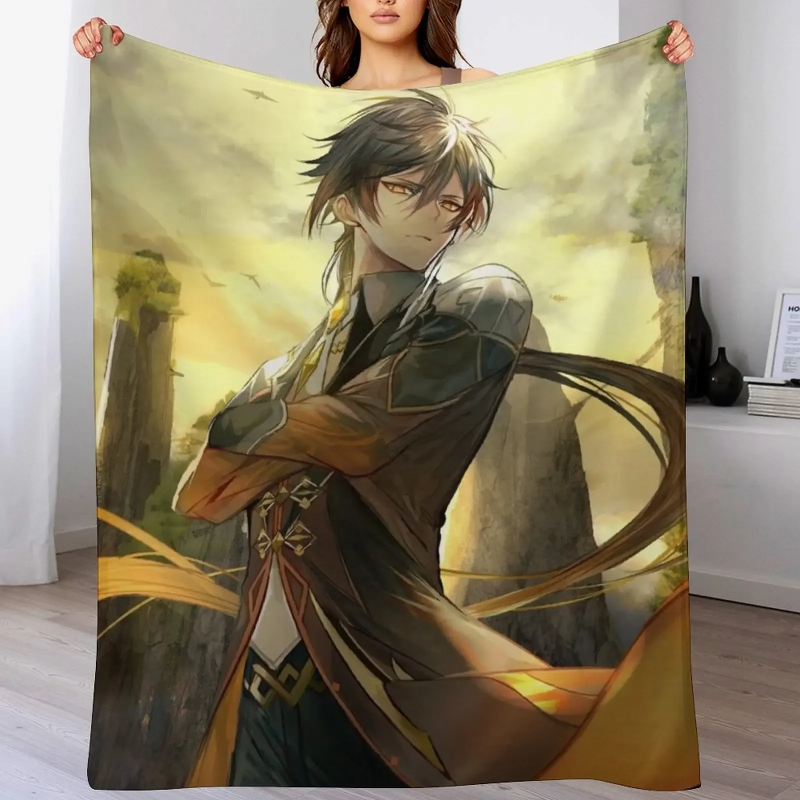 

Zhongli ! Throw Blanket Luxury Designer Luxury Quilt Custom Blankets