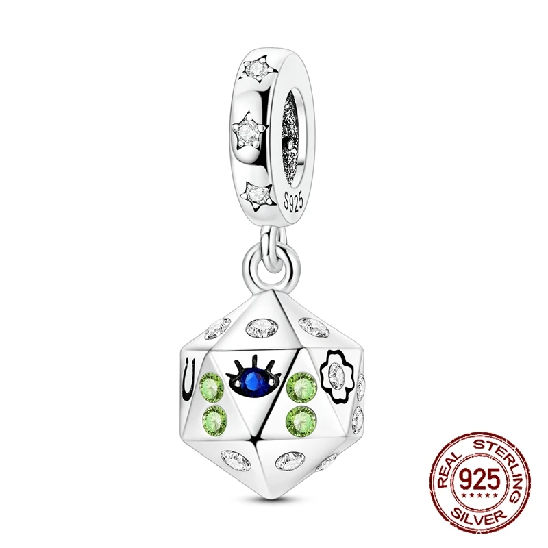 

925 Sterling Silver Amulet Talisman Good Lucky Dice Charm Pendant Fit Original Charm Bracelet Women DIY Jewelry Gift