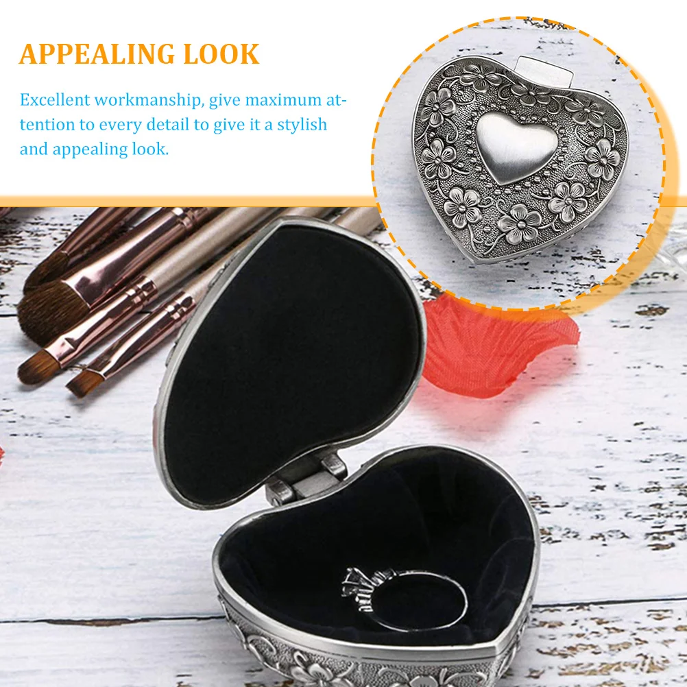 

Heart Shaped Jewelry Box Blue Travel ganizer Earring Ring Case Dustproof Compact Lightweight Gift Valentine Christmas Small