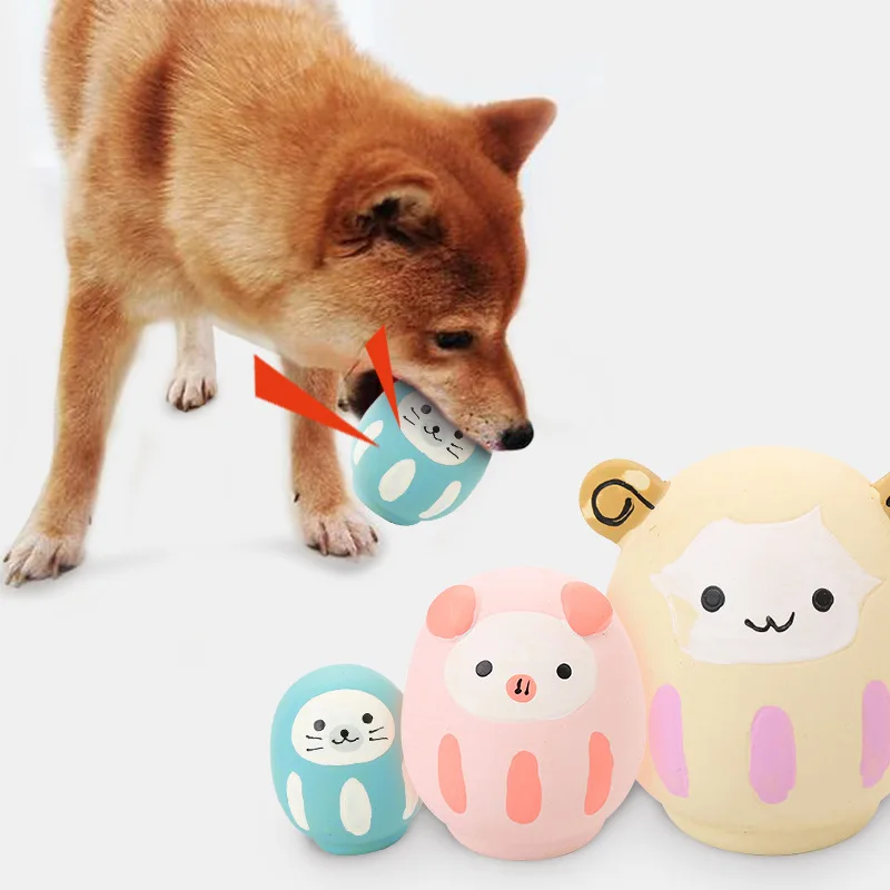 Dog Chew Toys Egg-shaped Latex Toys Cute Styling Teeth Cleaning Pet Supplies Dog Gnawing Vocal Toy Dolphin Pig Sheep Expression