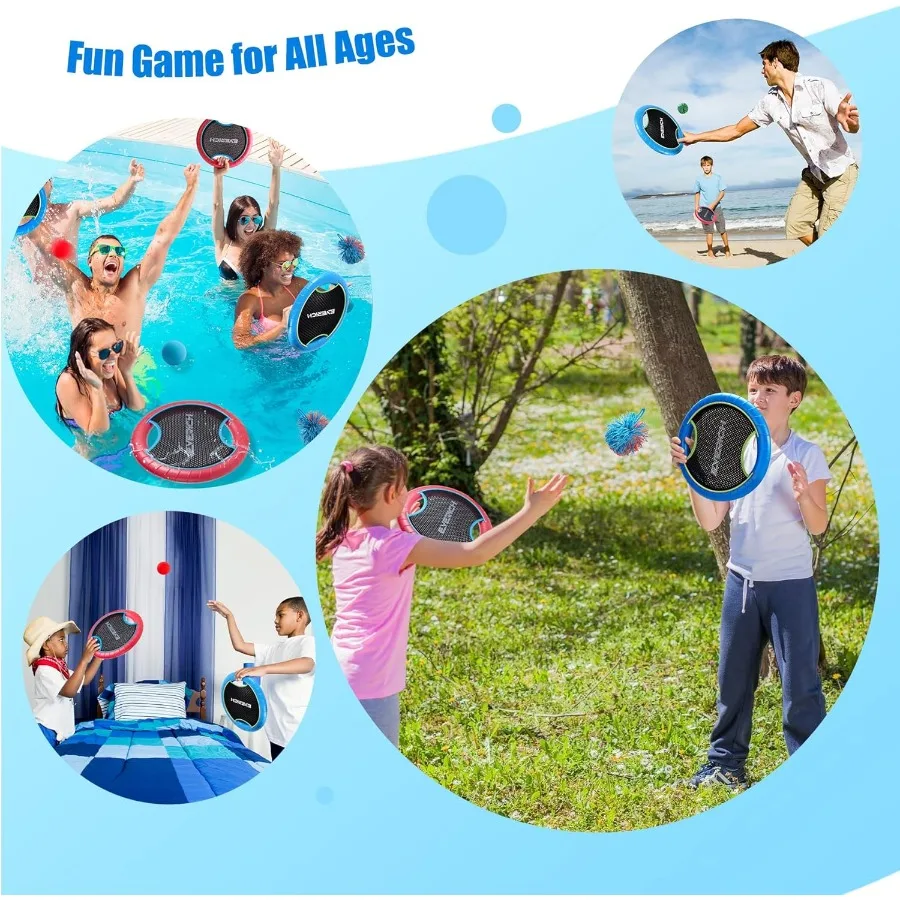トランポリンパドルボールセット、4つの弾むパドルと8つのボール付き - 子供が屋内、屋外、ビーチ、裏庭、芝生で遊ぶためのソフトフォームデザイン