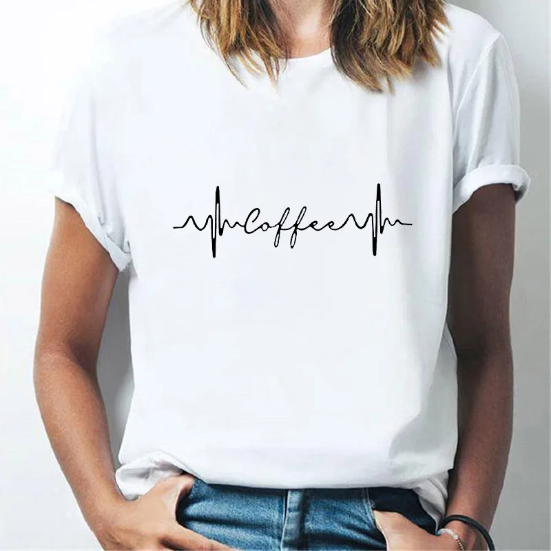 

Women's T-shirts Fashion Electrocardiogram graphics t shirts Simple Casual O-neck short sleeve ladies Tshirt Plus Size XXXL