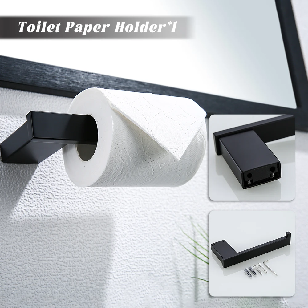 Bad Hardware Set Kit Zubehör Wand Handtuch Bar Robe Kleiderbügel Papier Halter Edelstahl Matt Schwarz.