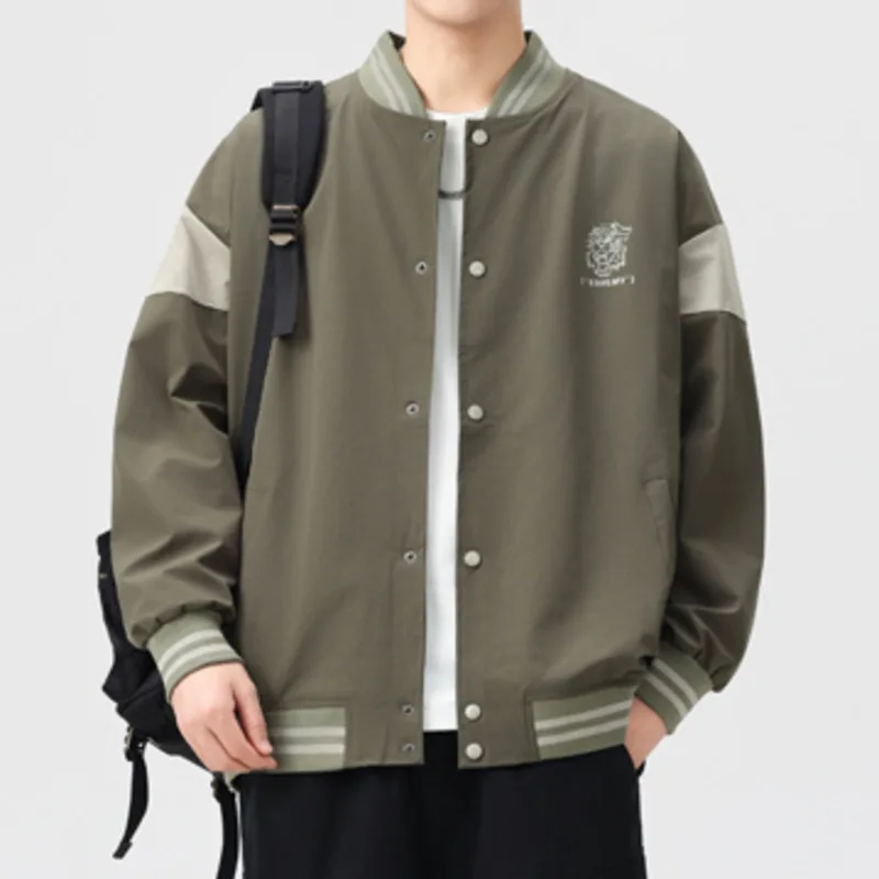 الربيع / الخريف الرجال اليابانية الرجعية كلية نمط الموضة العلامة التجارية العصرية فضفاضة ومتعددة الاستخدامات عادية مطبوعة سترة البيسبول سترة