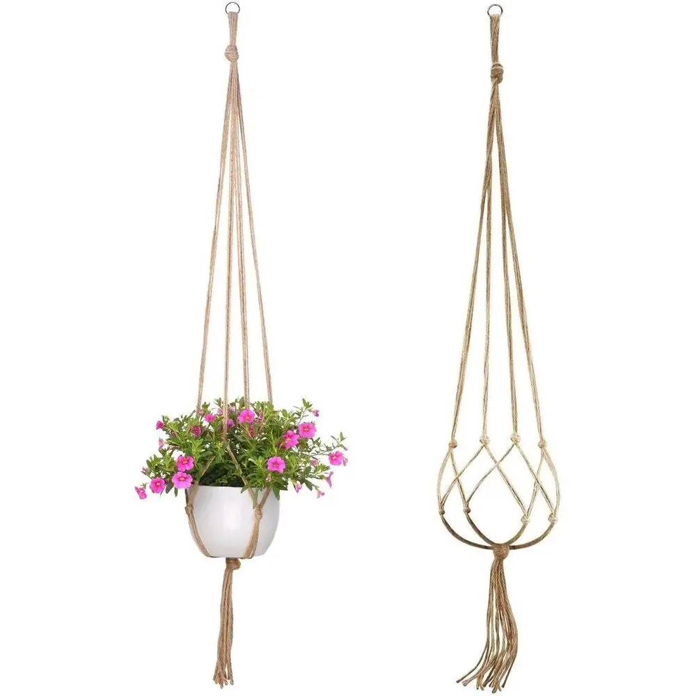 2 Pcs Plant Hanger Basket Liners with Country Style Natural Jute, Elegant for Home Garden, Patio and Office, Indoor & Outdoor De