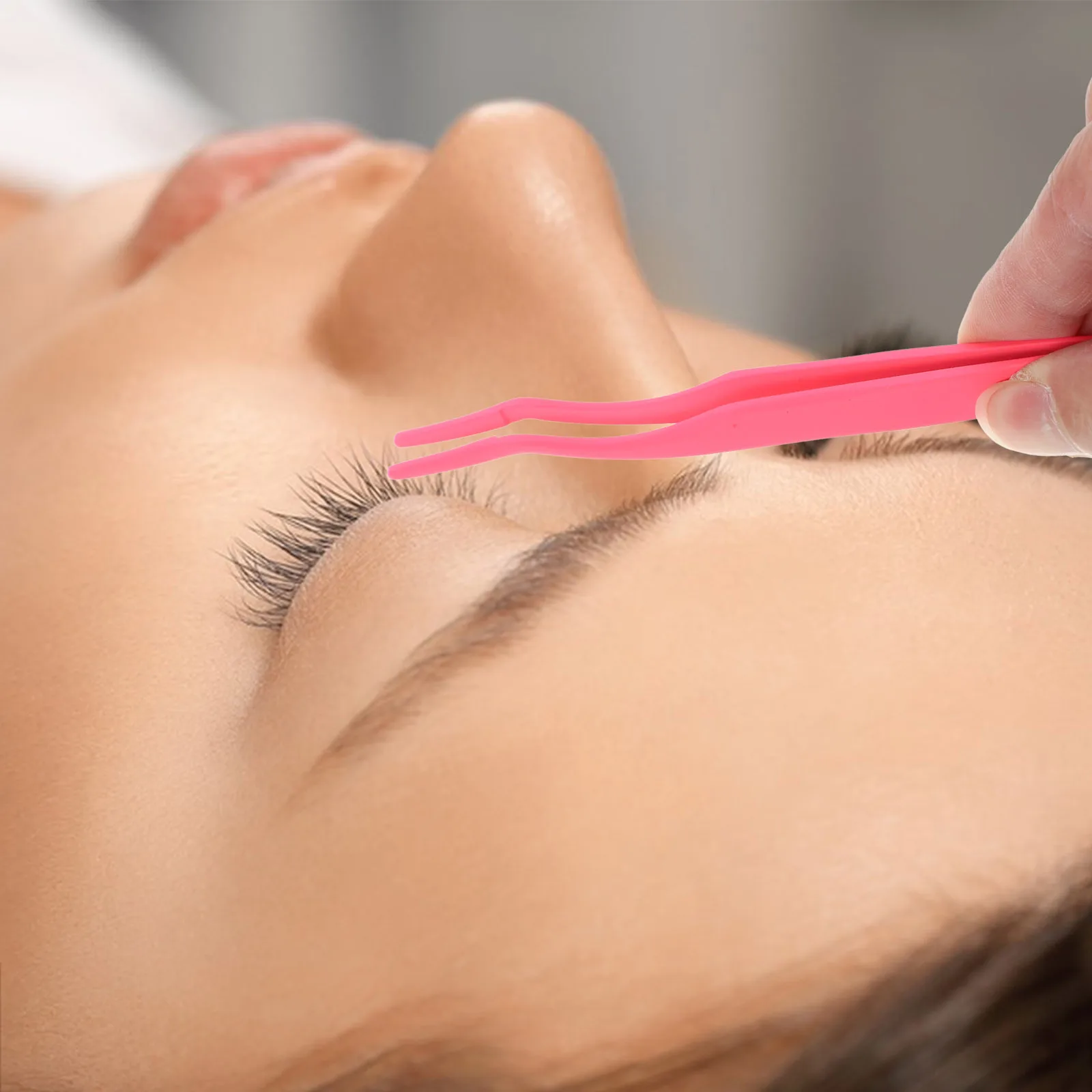 Pęseta do sztucznych rzęs ze stali nierdzewnej, różowa, precyzyjna, lekka, narzędzie do aplikacji rzęs do makijażu, na wesele, scenę, na wieczór.