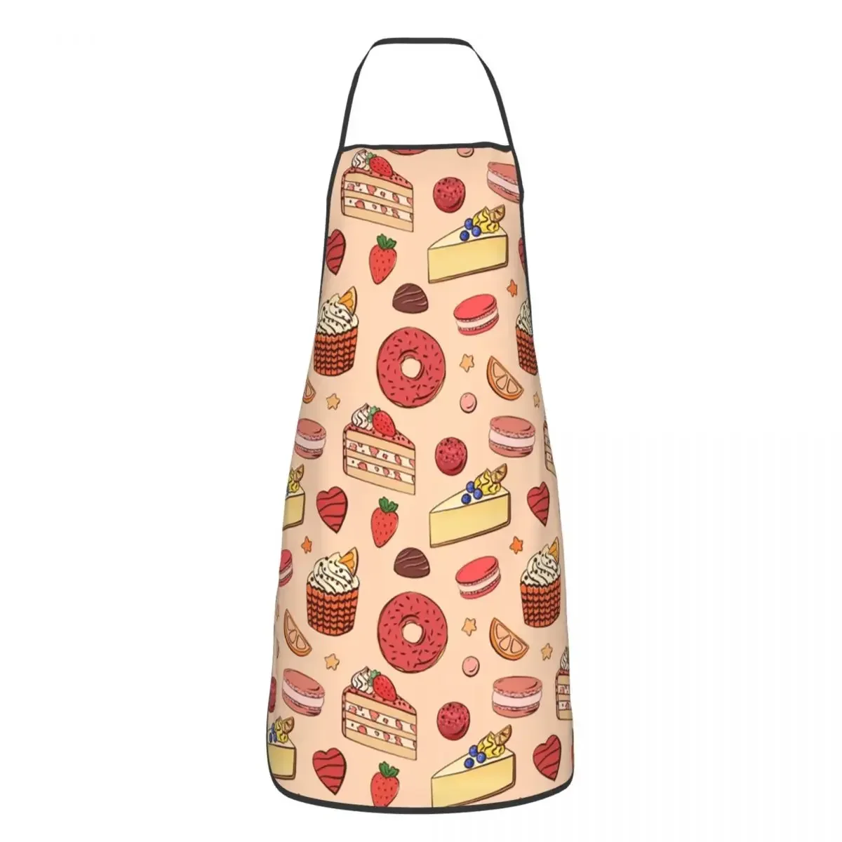 Custom Bib Cake And Donuts Pattern Apron for Men Women Adult Chef Cooking Kitchen Pastries Cupcake Tablier Cuisine Painting