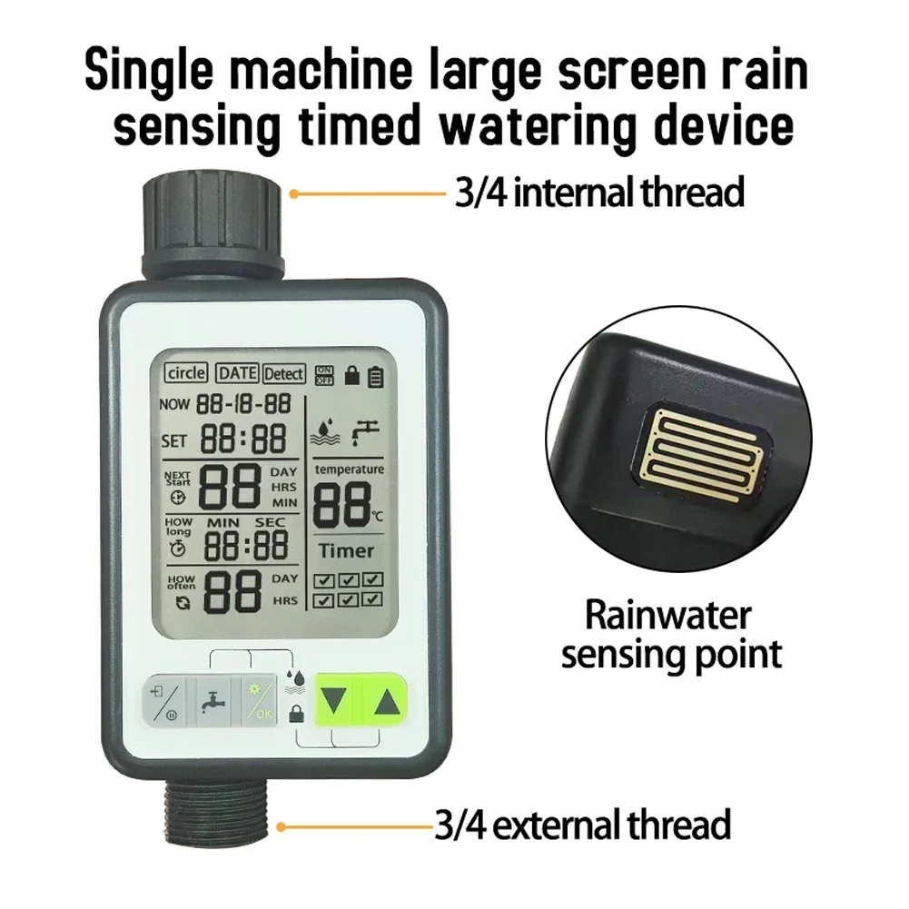 Garden Automatic Watering Timer Intelligent Rain Delay Timing Valves Controller Support 3 Irrigation Modes and Watering Date