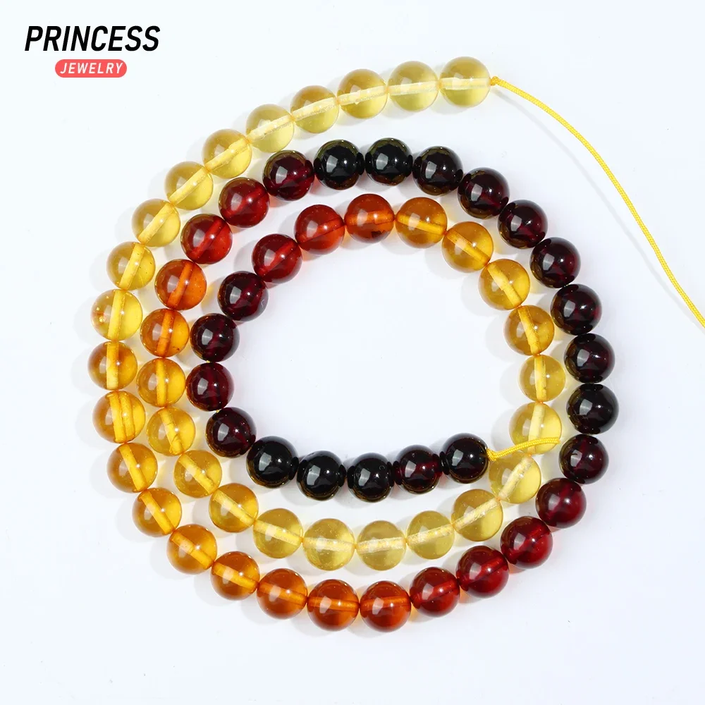 A++ Genuine Gradient Amber 4 5 6 mm Loose Gemstone Beads for Jewelry Making Bracelet Necklace DIY Accessories