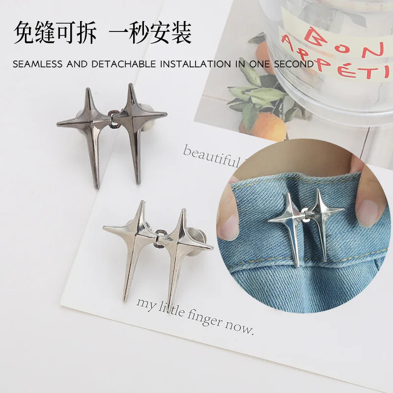 جديد عبر ستار الخصر مشبك قابل للتعديل انفصال السراويل كليب الخصر المشدود مسمار خالية زر معدني يستقر لديكور الجينز