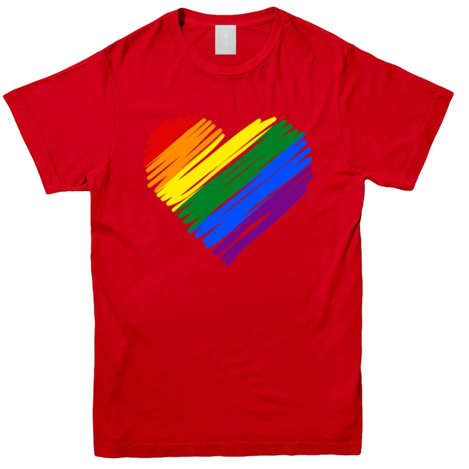 Unisex Mens Womens Gay Pride T-Shirt Tee Quality Retro Heart Strip Rainbow LGBT Graphic T Shirt Homme Clothing New in Y2k Tops