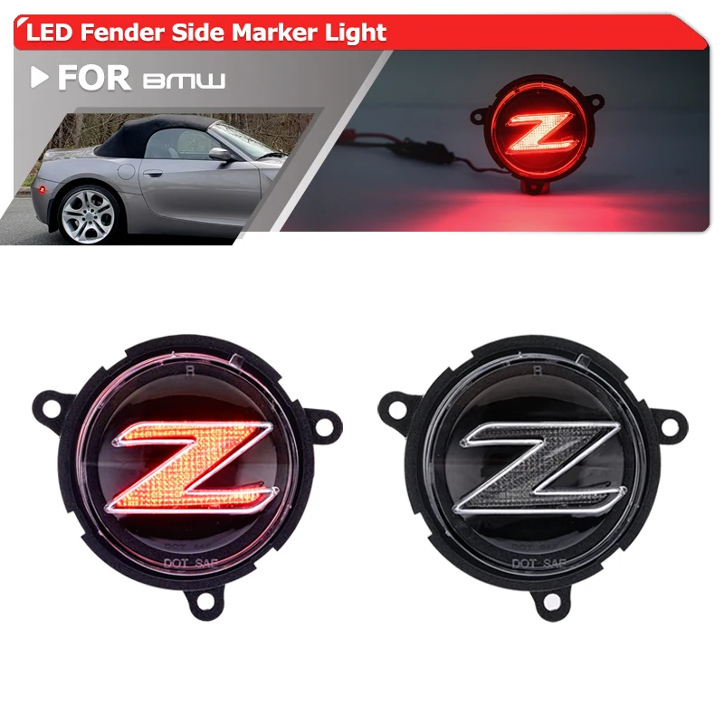 2x Fits For BMW Z4 E85 Roadster 2003-2008 E86 Coupe 2006-2008 “Z”Emblem LED Rear Fender Side Marker Lights OEM#63147046039