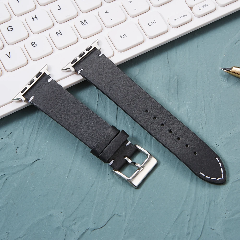 Genuine Cow Leather Strap for Apple Watch Series Ultra 8 7 6 SE 5 4 3 Watchband 38/40/41mm 42/44/45/49mm for iwatch