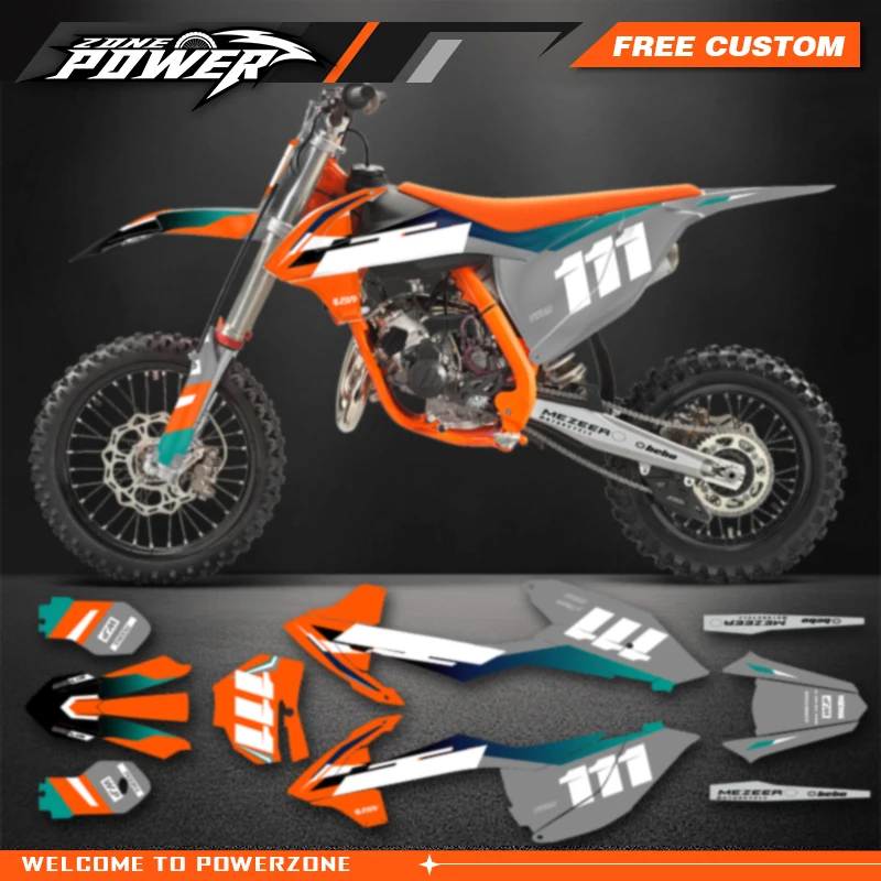 Powerzone Racing Custom Graphics Sticker Sheet Kit for KTM SX85 SX 85 2018 2019 2020 2021 2022 2023 2024 23