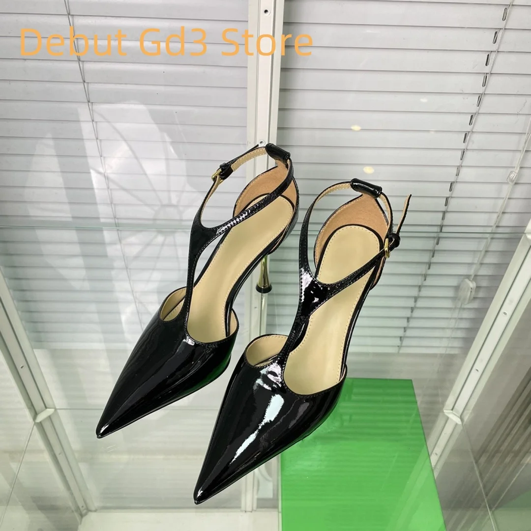 

2024 new flat soled single shoes, pointed French Roman sandals, classic one-piece buckle with temperament high-heeled sandals