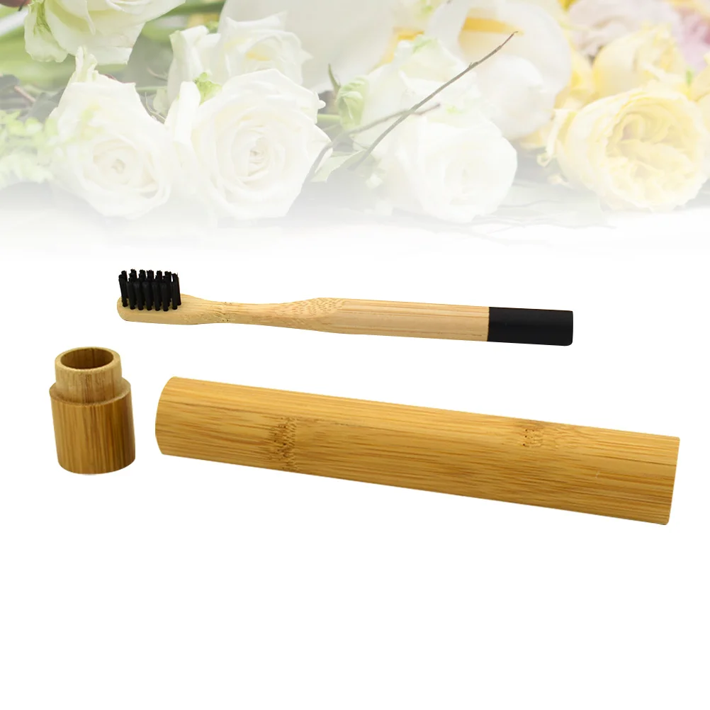 แปรงสีฟันไม้ไผ่ ย่อยสลายได้ ด้ามจับตามหลักสรีรศาสตร์ ขนแปรงนุ่ม แปรงสีฟันไม้ย่อยสลายได้ ไม่มีพีวีซี สีดำ