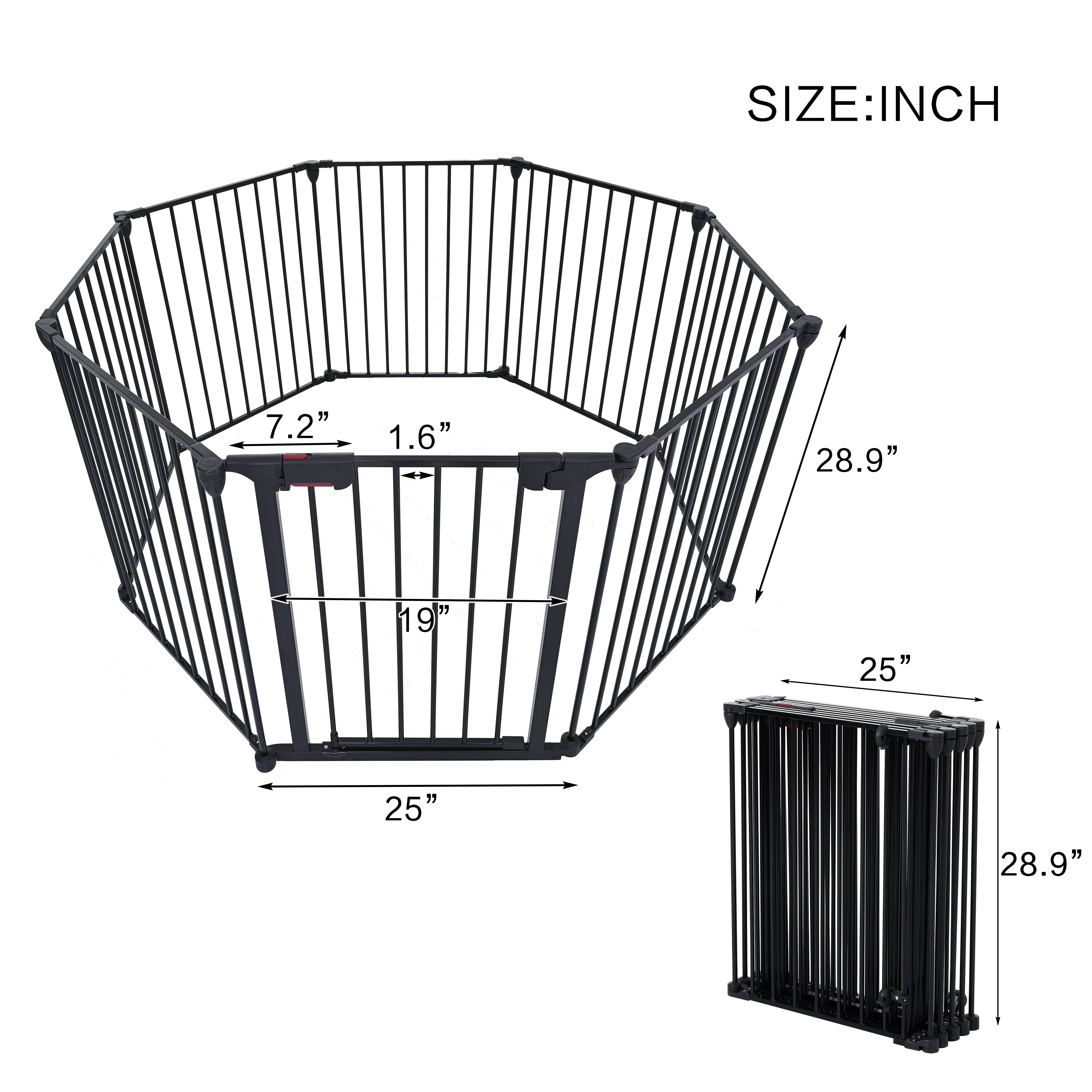 

200" Adjustable Safety Gate 8 Panels Play Yard Metal Doorways Fireplace Fence Christmas Tree Fence Gate for House Stairs Gate