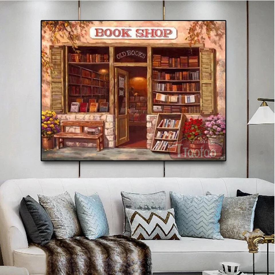 5D Diamond Painting Handmade Square Round Mosaic Bookstore Picture Diy Diamond Cross Stitch Art Decoration Embroidery Poster