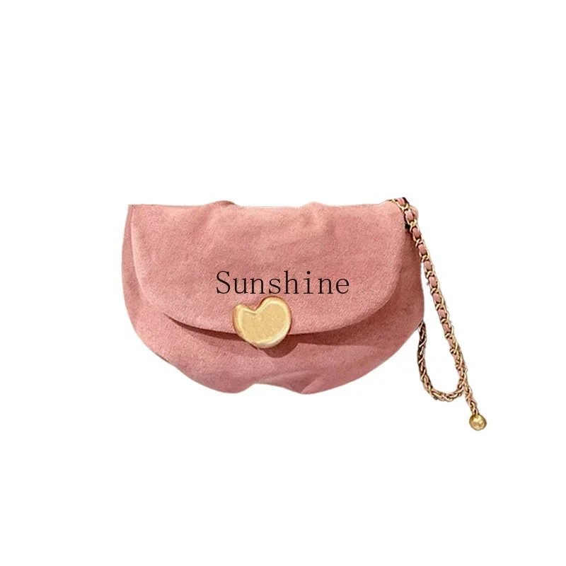 

Niche design pink cloud underarm bag cute suede chain messenger bag