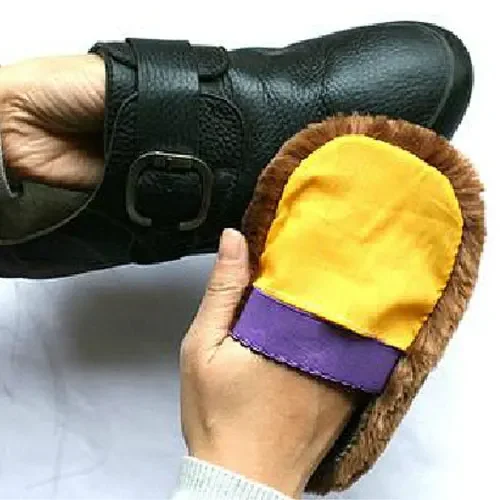 Shoe Gloves Shoe Care Brush Shoes Cleaner Soft Wool Plush Random Color Polished Gloves Wipe Shoes Handbag Brushes Leather Care