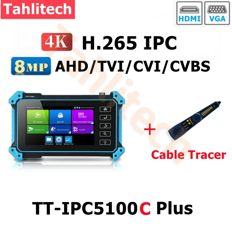 4K CCTV Camera Tester Monitor Portable CCTV Tester Support AHD/CVI/TVI/CVBS/IP Camera Tester pOE UTP Cable Testing Tool