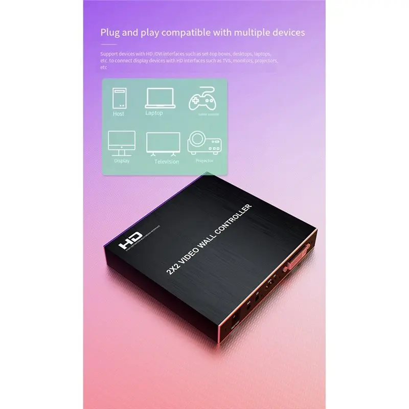 -Compatible 4 Screen Splicer 1080P 2X2 Video Wall Controller TV Splicing Box 1X2 1X3 1X4 Edge Adjustment RS232-Y41A