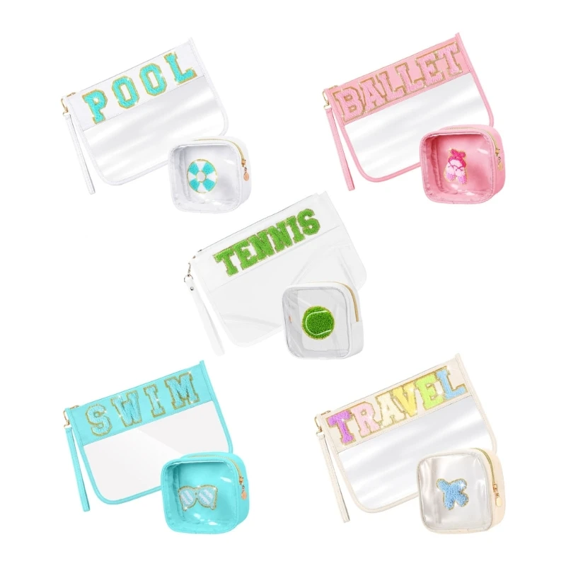 

2 Pieces Sturdy PVC Cosmetic Pouches Portable Accessory for Organized Packing