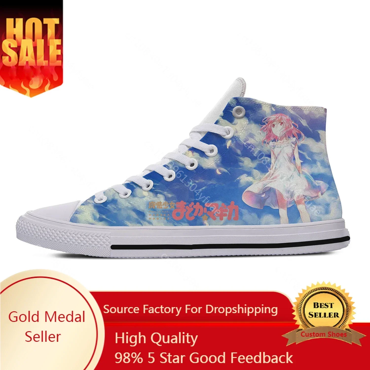 

Puella Magi Madoka Magica, высокие кроссовки, мужские и женские парусиновые кроссовки высокого качества для подростков, повседневная обувь для пар, обувь на заказ