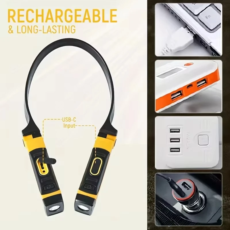 Rechargeable LED Neck Reading Light - Two Brightness Levels, Perfect for Reading, Knitting, Camping & Repairing Led Work Light