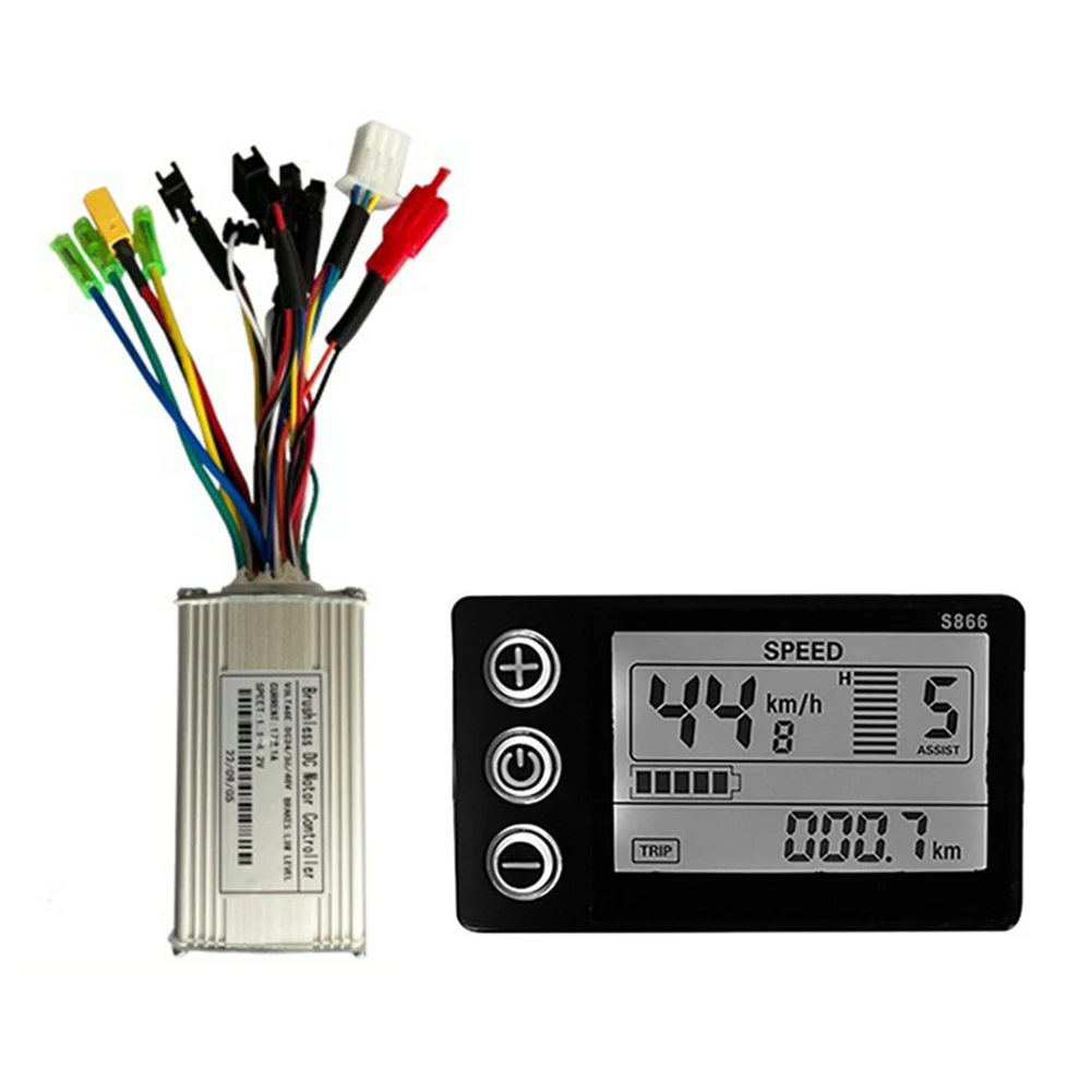 Boost Your Electric Scooter or Ebike with 3648V 17A 350W Sine Wave Controller Set  S866 Display for Customizable Settings