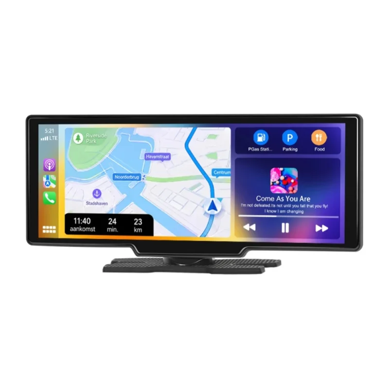 Podofo 10,26 Zoll HD Tragbarer Smart-Multimedia-Player fürs Auto mit kabelloser Apple CarPlay, Android Auto & Airplay-Funktion, CVBS-Rückfahrkamera-Eingang, Bluetooth-Audio-Stereoanlage für