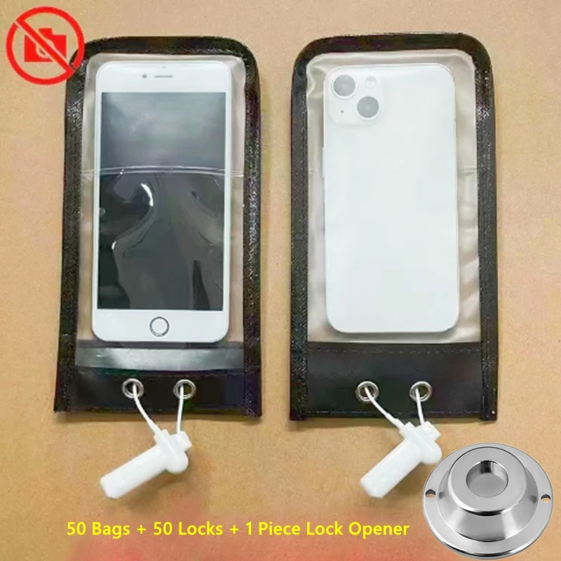 50 Sets High-quality PU leather + PVC Phone Bag Anti Camera Bag Privacy Phone Pouch For Wedding Party & Confidential Use