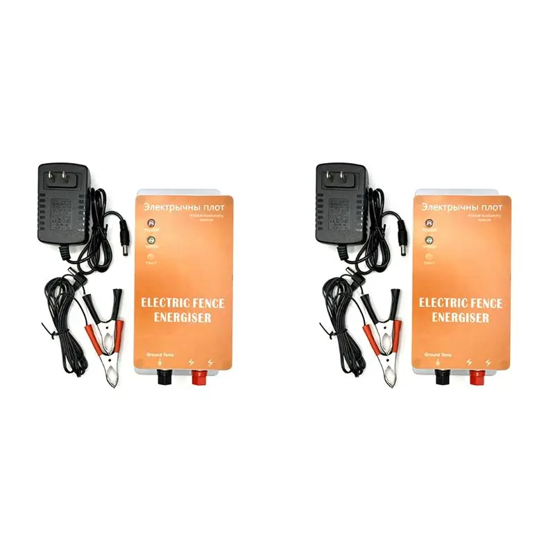 BHBD-2X Electric Fence Solar Energiser Controller Horse Cattle Poultry Farm Animal Fence Alarm US Plug