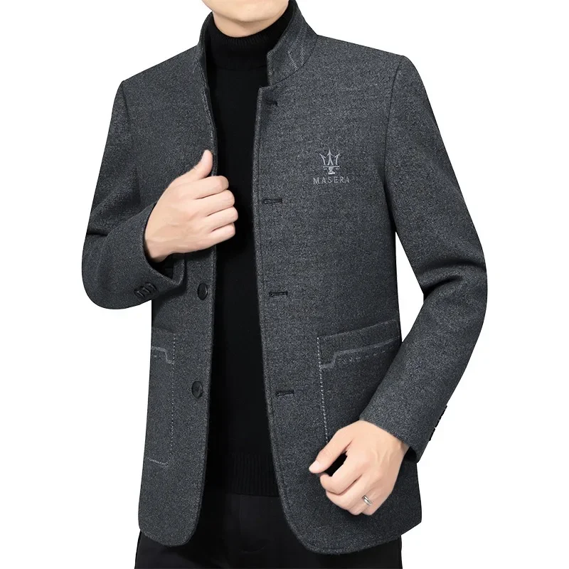 New Winter Men Formal Wear Business Woolen Blazers Jackets Casual Suits Coats Male Cashmere Quality Slim Blazers Jackets Coats 4