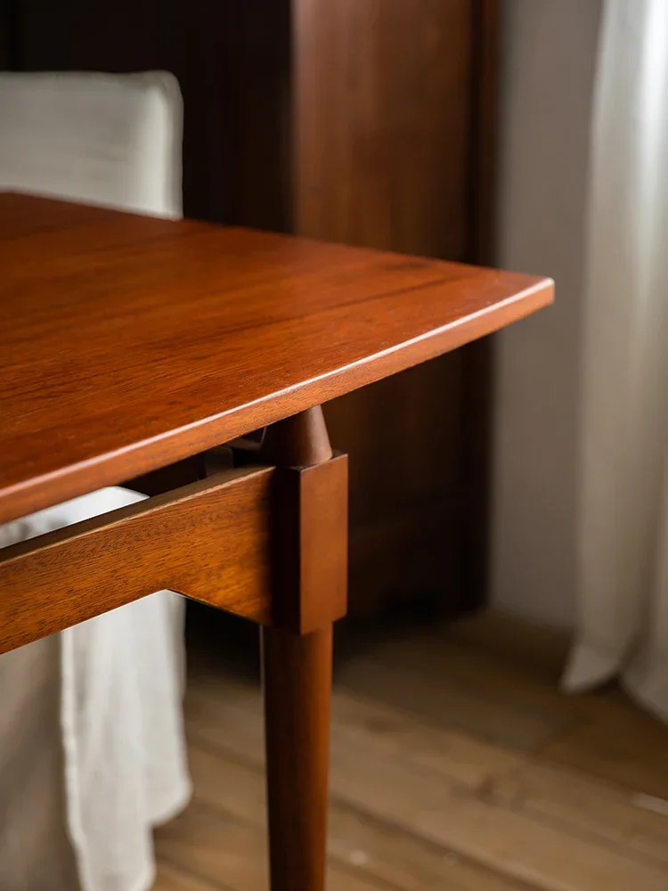 Table à manger médiévale en bois massif, table rectangulaire en teck wabi wind, bureau de maison chez l'habitant