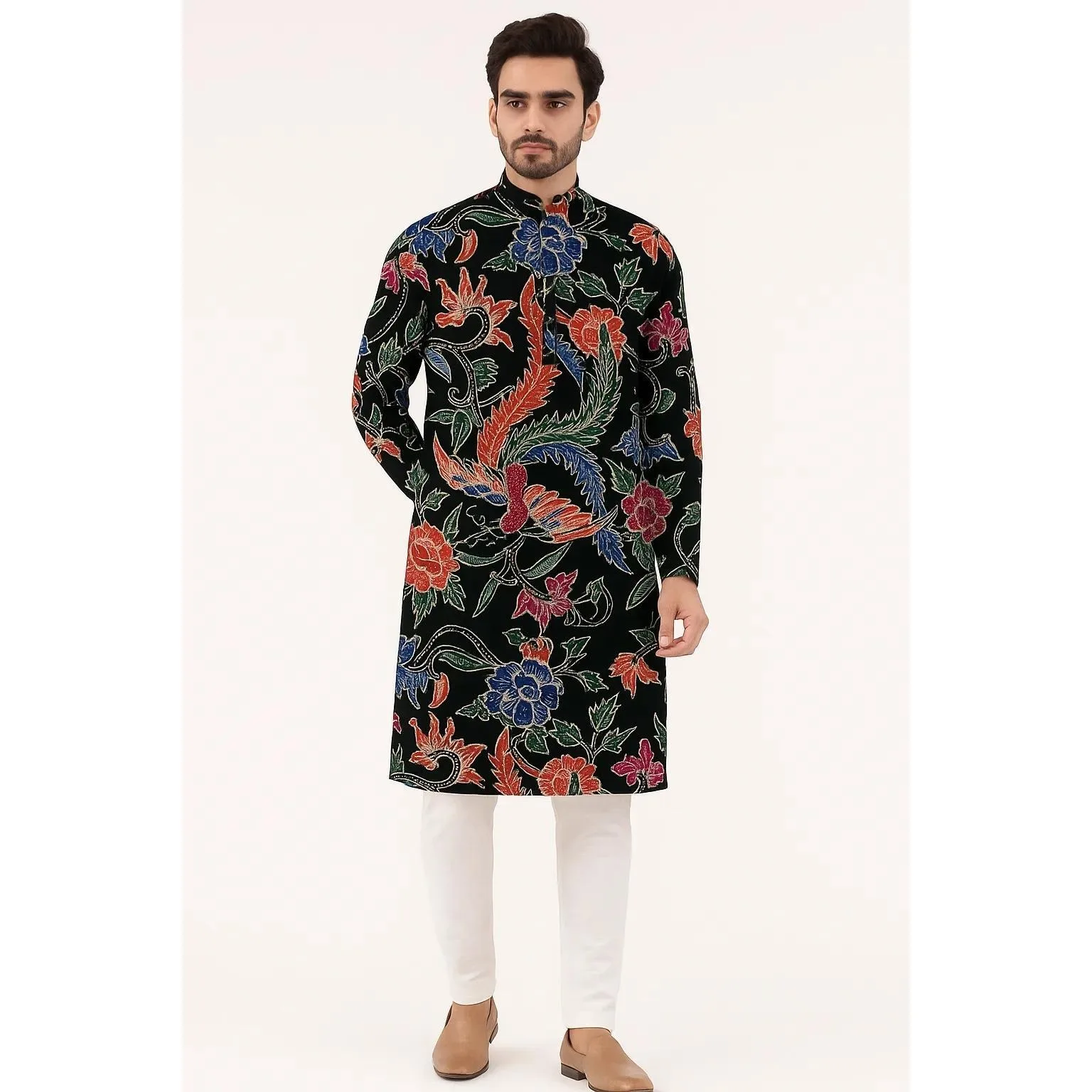 2026 ملابس علوية إسلامية للرجال نمط عرقي بأكمام طويلة وياقة واقفة قمصان غير رسمية ضيقة غير منتظمة بحاشية للرجال المغرب دبي #4