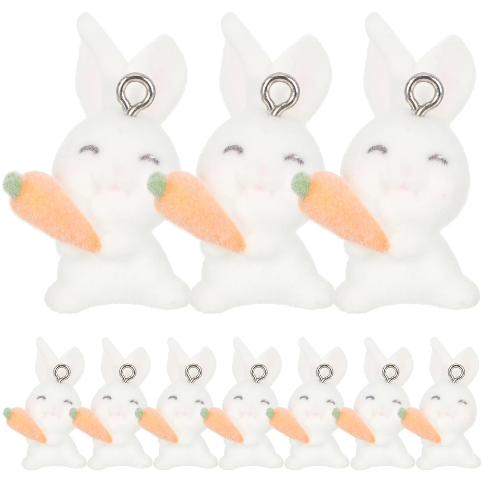 

10Pcs Exquisite Bunny Charms Durable Safe Smooth Edges Party Events Necklace Bracelet Craft Projects Keychain Decorative