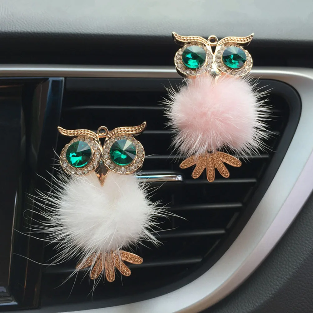

Owl Car Perfume Clip Pink Rhinestone Mini Aromatherapy Diffuser Essential Oil Vent Clip Car Air Freshener Charm
