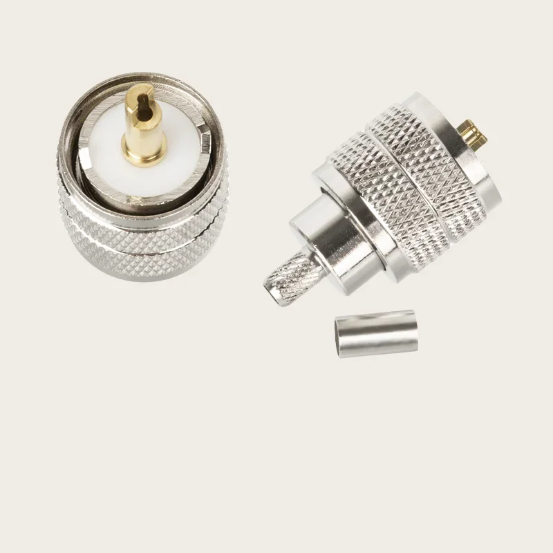 5pcs SO239 PL259 adapter UHF Male Female Crimp RG58 RG142 3DFB LMR195 RG400 Cable RF Coaxial Connector