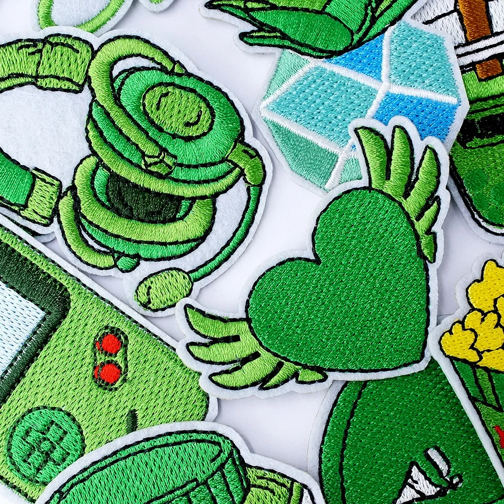 Beverage Turtle Cactus Green Cartoon Patches Embroidery Applique Clothes Sewing Supplies Decorative Child Cute Iron On Badges