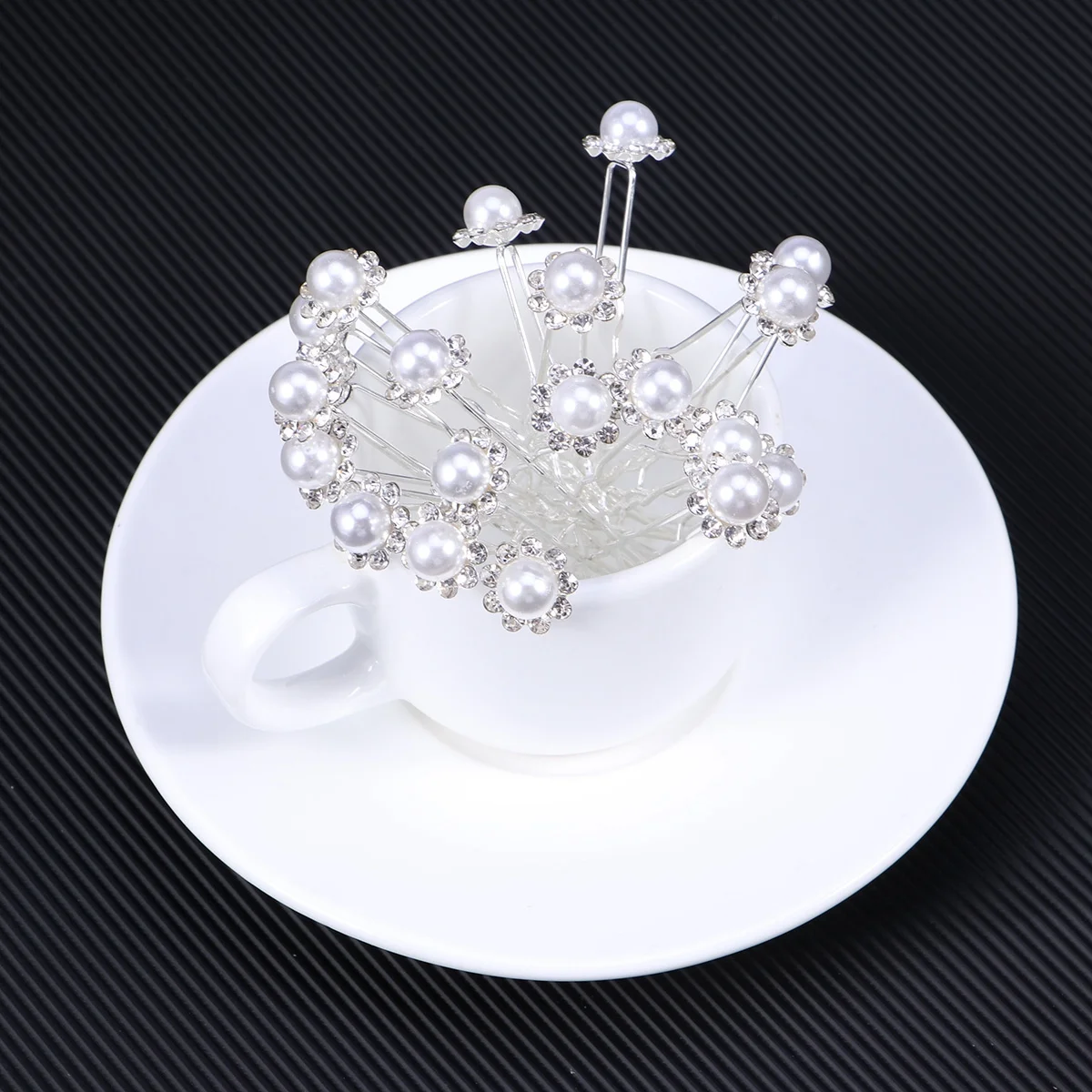 20 قطعة دبوس شعر لؤلؤ كريستالي على شكل حرف U مشابك شعر من حجر الراين للنساء إكسسوارات شعر أنيقة باللون الفضي والأبيض #3