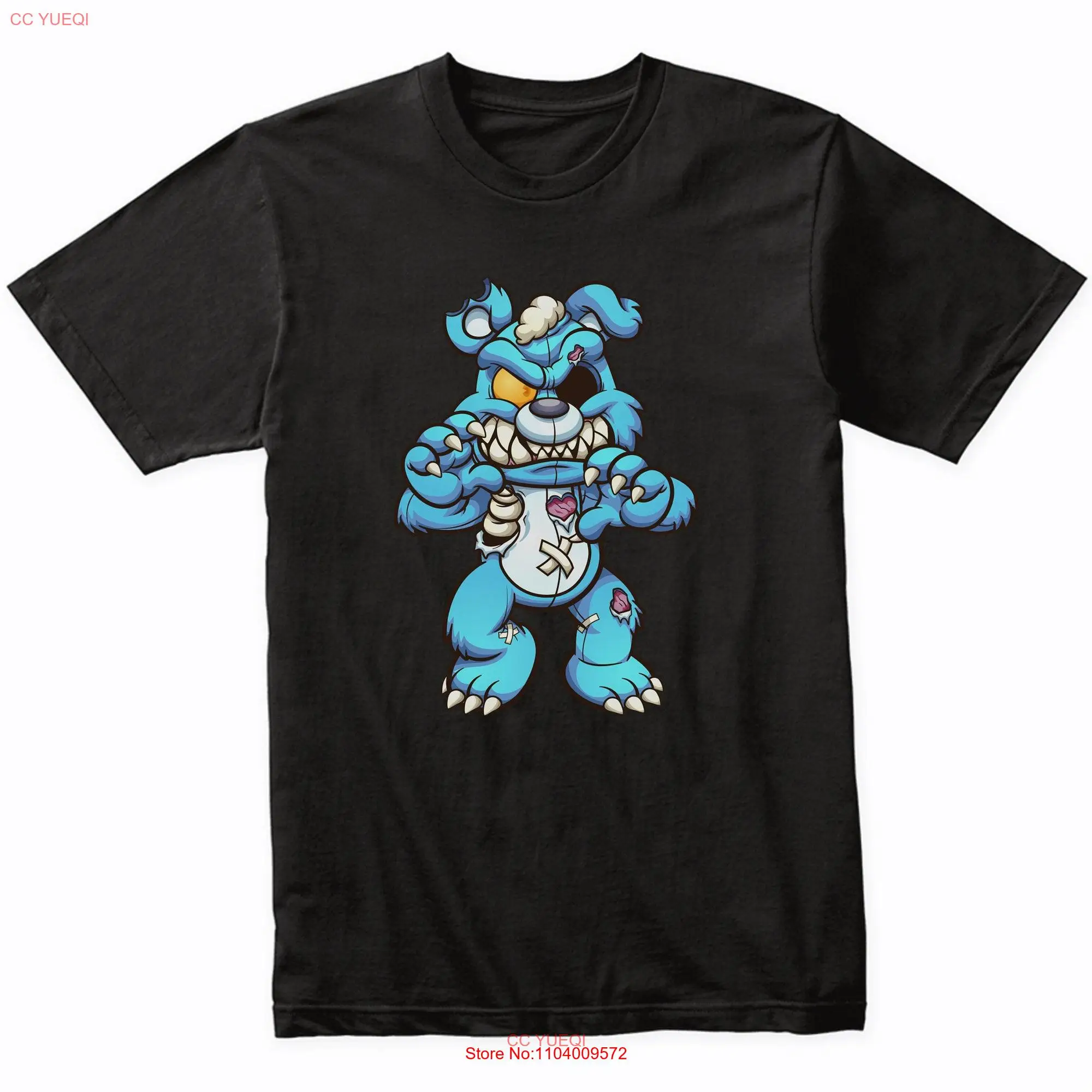 Psycho Blue Teddy Bear Evil Demented Deranged T Shirt Halloween Unique Horror For Men long or short sleeves