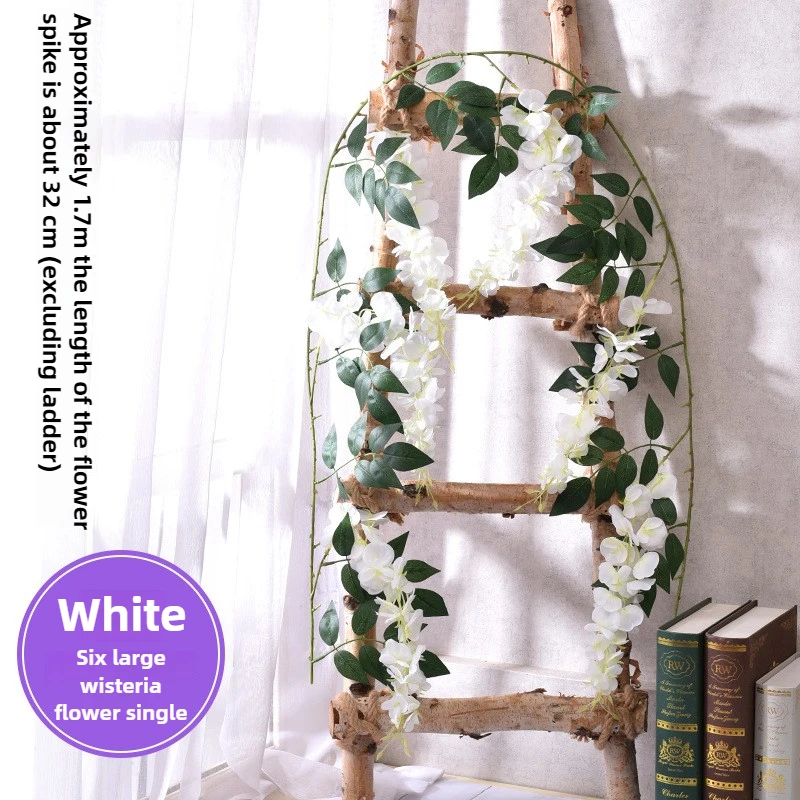 Simulation Wisteria Flowers String Bean Flowers Vine Plants Decorative Violet Plastic Twisting Silk Flowers Ceiling