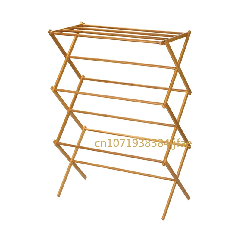 Estante de secado de ropa de bambú plegable, soporte de secado de ropa, estante de lavandería, caballo, precio bajo